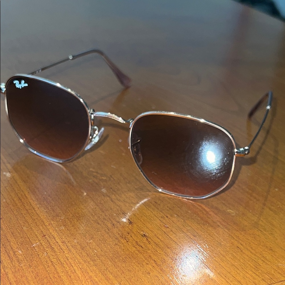 Ray-Ban Hexagonal Sunglasses With Dark Brown Lens… - image 6